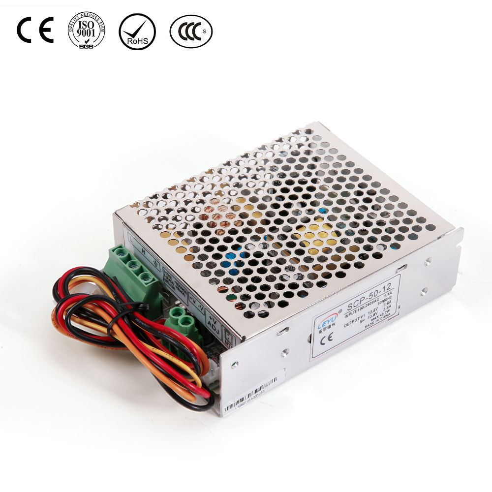 50W UPS Single Output Power Supply 110V/220V AC to 13.8V/27.6V DC with Battery Charger Function for CCTV Camera