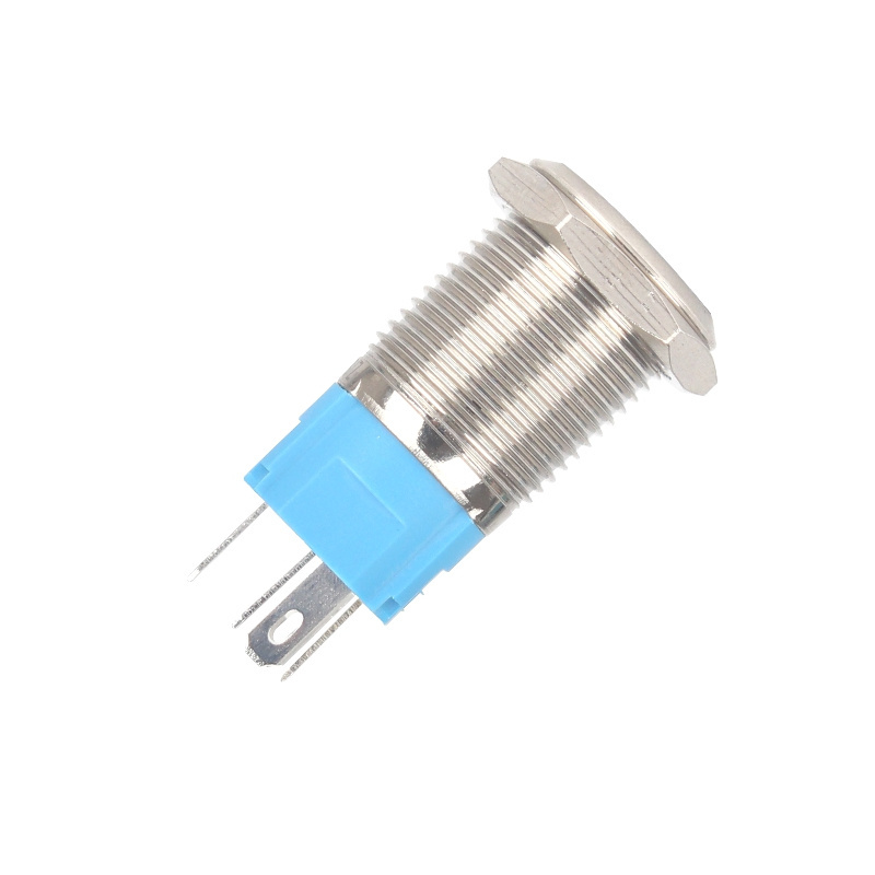 16mm 5a 12v Reset/self-locking button switch silver case push switch with led light