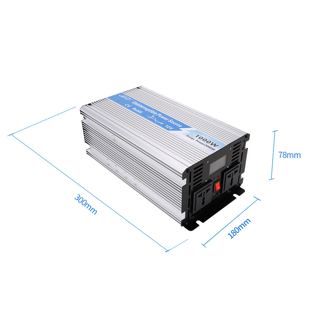 Pure sine wave inverter 12V 24V 48V DC to AC 110V 220V solar inverter UPS 1000w inverter with battery charger