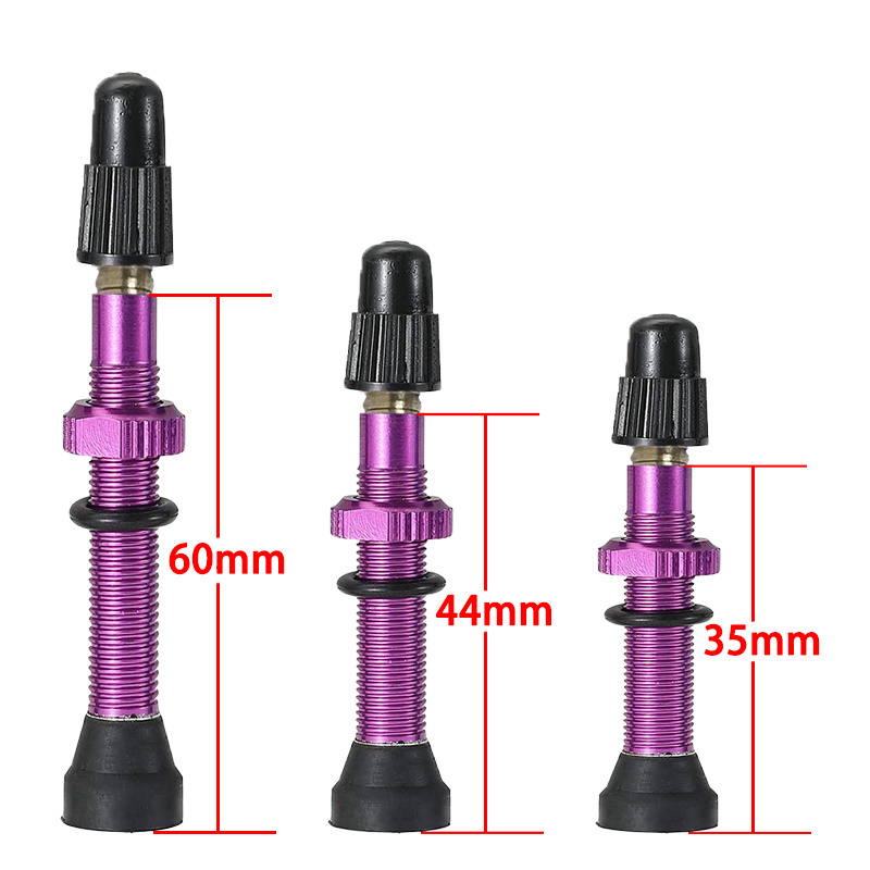 Bike Presta Tubeless Valve Stem Kit Aluminum Alloy Presta Valve Stem Caps 2 Pair and Valve Core Remover Tool 35mm/44mm/60mm