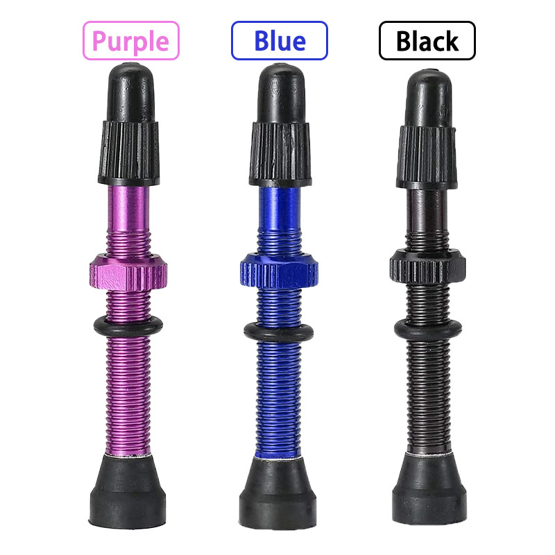 Bike Presta Tubeless Valve Stem Kit Aluminum Alloy Presta Valve Stem Caps 2 Pair and Valve Core Remover Tool 35mm/44mm/60mm