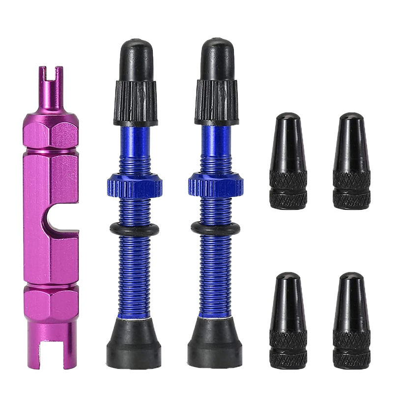 Aluminum Alloy Presta Valve Stem Caps 2 Pair and Valve Core Remover Tool 35mm/44mm/60mm Bike Presta Tubeless Valve Stem