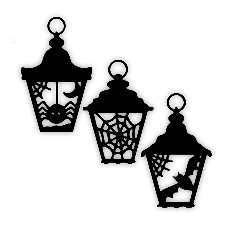 Garden Lawn Yard Halloween Decor Pumpkin Spider Web Metal Art Custom Black Cut Witch Bat Halloween Metal Sign