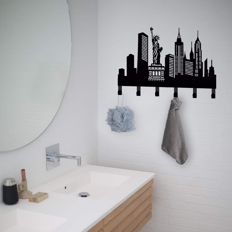 Hot Sell Stainless Steel Matt Black Towel Rack Bathroom Wall Hooks Decorative Black Towel Holder