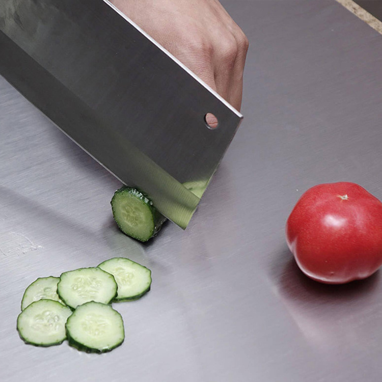 Custom Non Slip Metal Chopping Board Large Stainless Steel Cutting Board With Lip For Kitchen