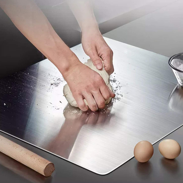 Custom Non Slip Metal Chopping Board Large Stainless Steel Cutting Board With Lip For Kitchen