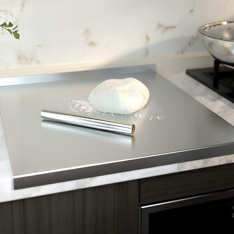 Custom Non Slip Metal Chopping Board Large Stainless Steel Cutting Board With Lip For Kitchen