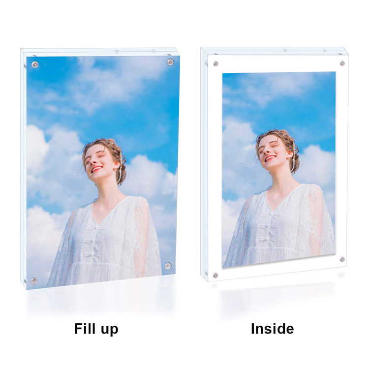 Custom Cheap Transparent Magnetic Crystal Photo Frame Desktop Display Decorative Acrylic Photo Frame