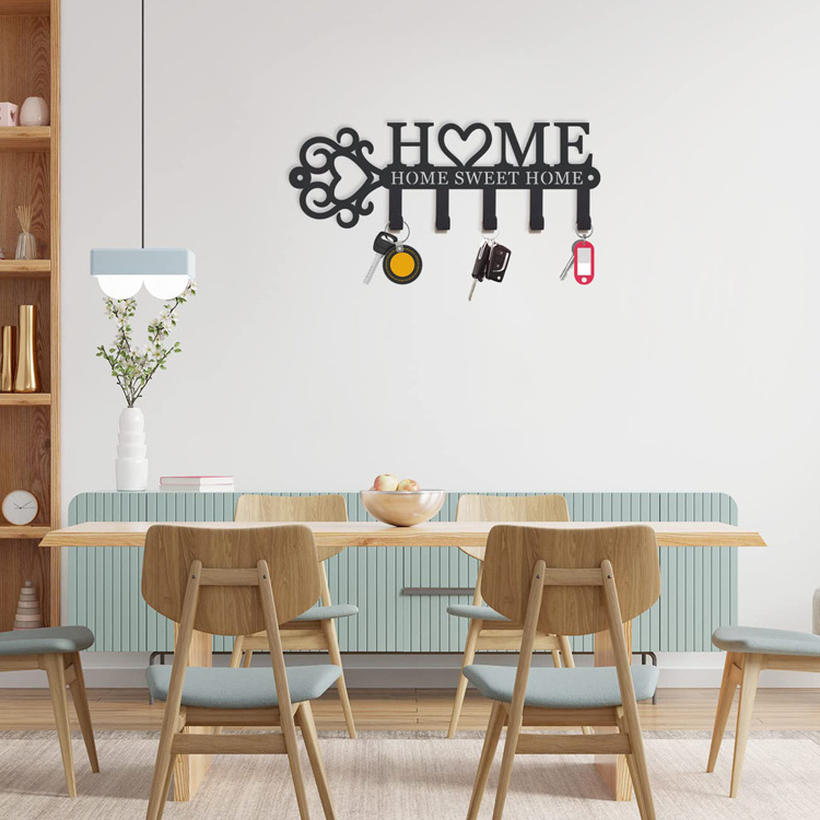 Customized Home Decoration Iron Wall Mounted Key Hanger Hook Metal Key Holder Hooks Organizer Rack