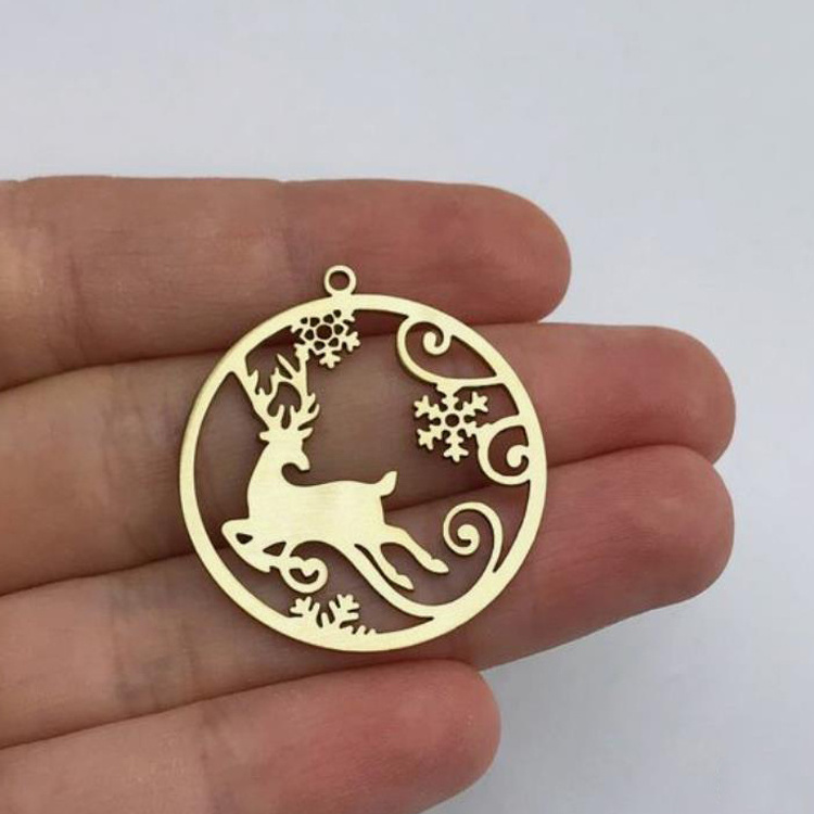 Custom Christmas Ornaments Gifts Laser Cutting Metal Stainless Steel Christmas Decorations Deer Pendant