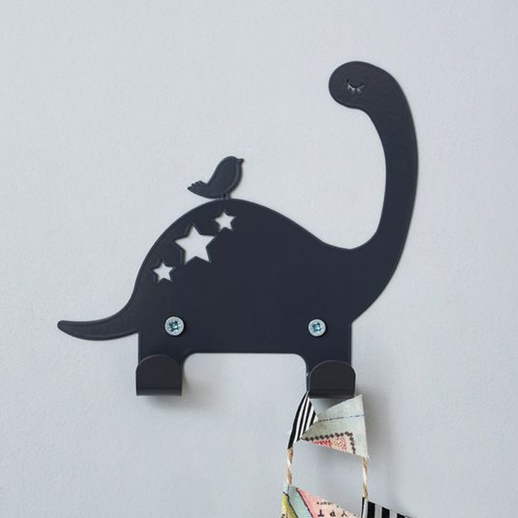 Customized Laser Cutting Cartoon Animal Silhouette Metal Wall Mounted Hanger Wall Hook For Home Decoration