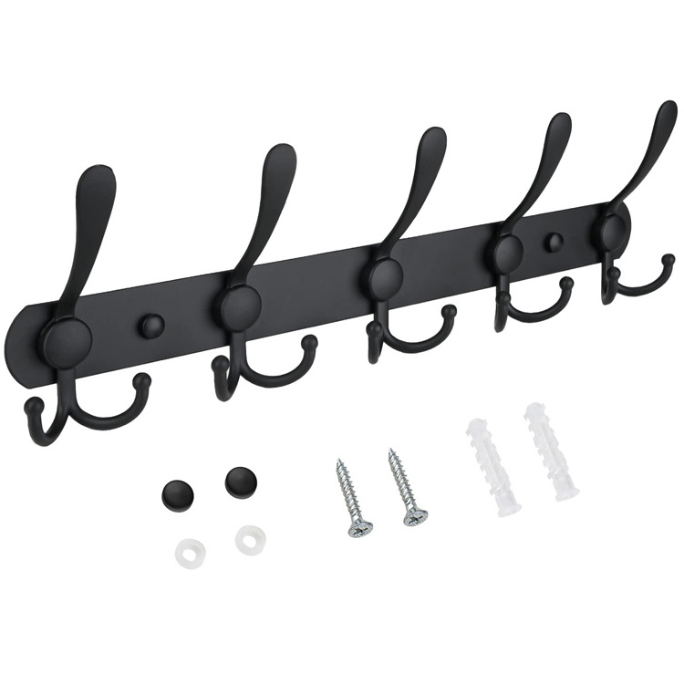 Coat Hat Towel Purse Robes Bathroom Entryway Heavy Duty Stainless Steel Metal Coat Hook Rail Coat Rack Wall Mounted