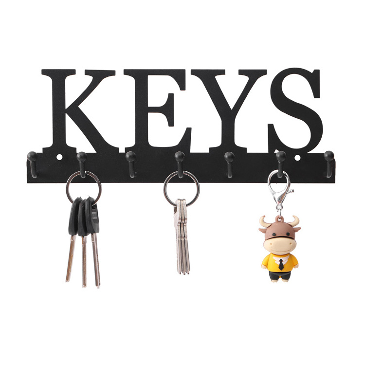 Custom Black Metal Key Organizer Rack Hanger Key Holder Wall Mounted Key Hooks