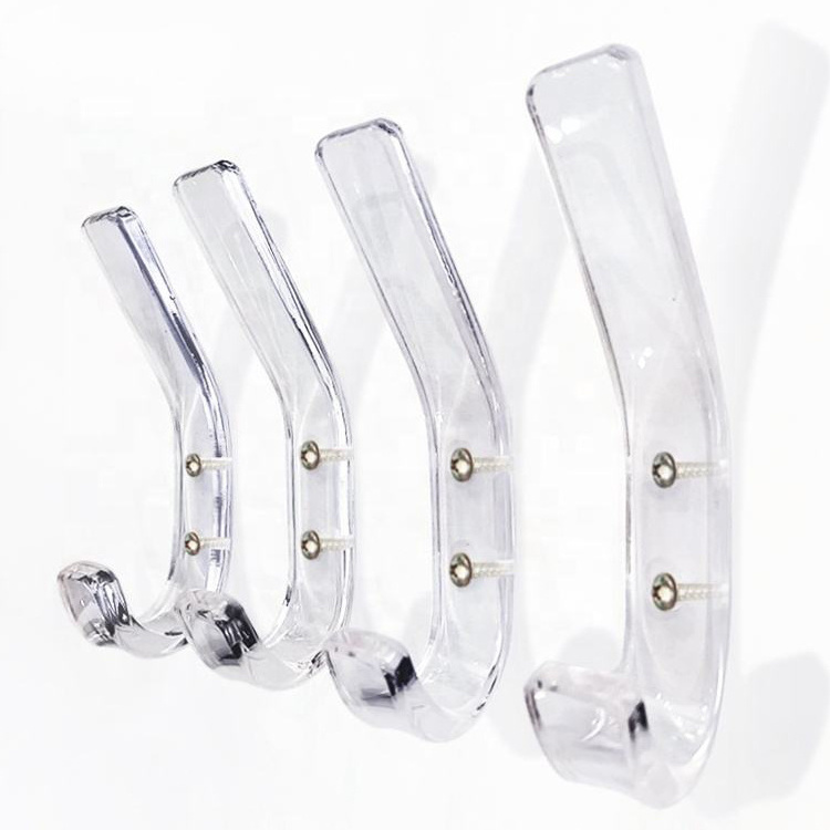 Wholesale Bathroom Kitchen Clothes Towels Wall Mounted Clear Hat Rack Display Coat Hanger Acrylic Hooks Wall Hook