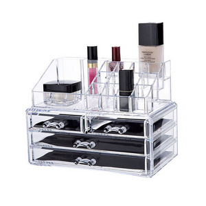 Wholesale Desktop Clear Jewelry Acrylic Cosmetic Organizer Box Plastic Makeup Drawer Organizer Storage Box