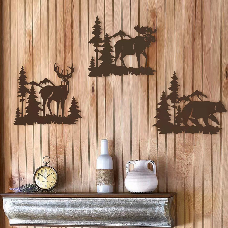 Family Metal Wall Decor Home Living Room Decoration Deer Metal Wall Decoration