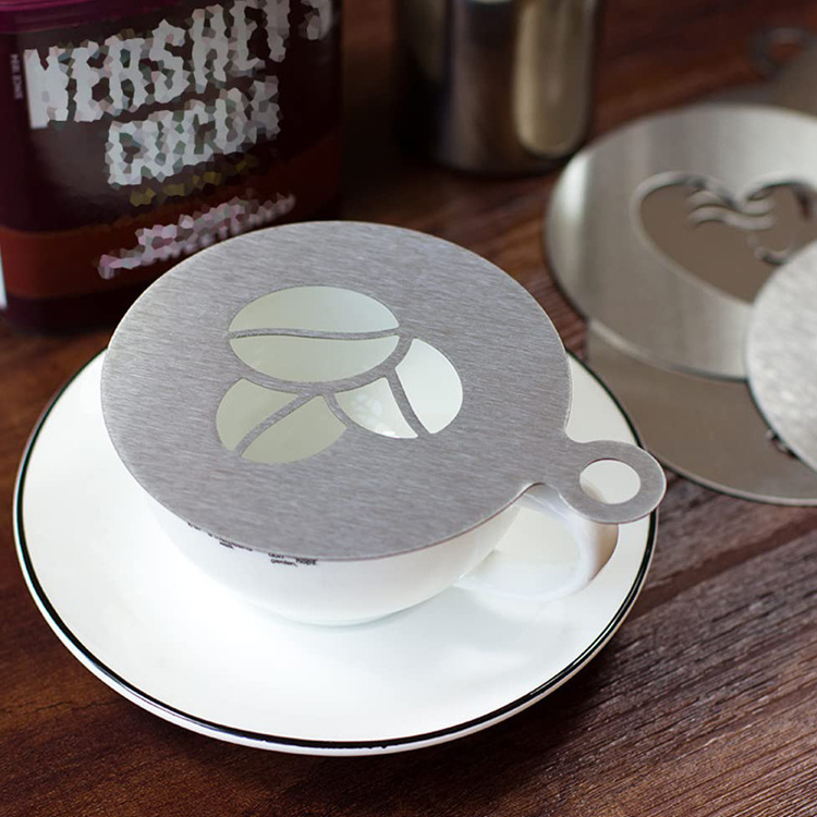 Customized Coffee Templates Cappuccino Foam Latte Art Stencil Stainless Steel Coffee Stencils