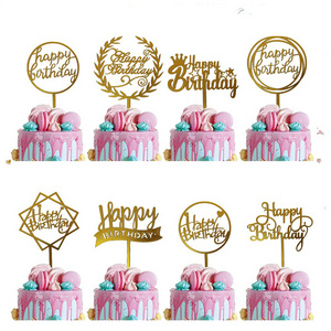 Custom Wedding And Happy Birthday Gold Glitter Cardstock Acrylic Cake Topper