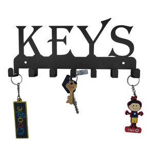 Custom Cheap Laser Cutting Black Wall Mounted Key Hooks Organizer Wall Key Holder For Bags Key Rack