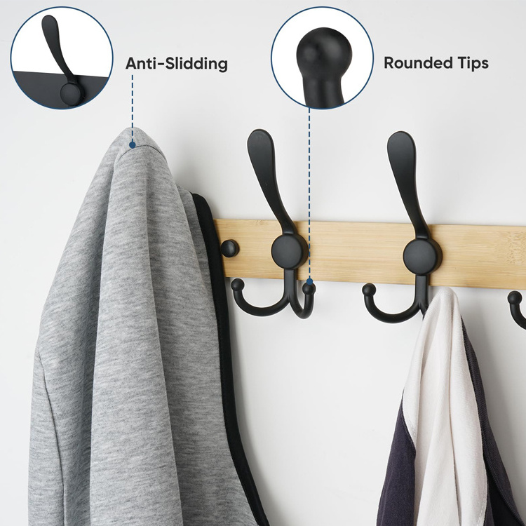 Coat Hat Towel Purse Robes Bathroom Entryway Heavy Duty Stainless Steel Metal Coat Hook Rail Coat Rack Wall Mounted