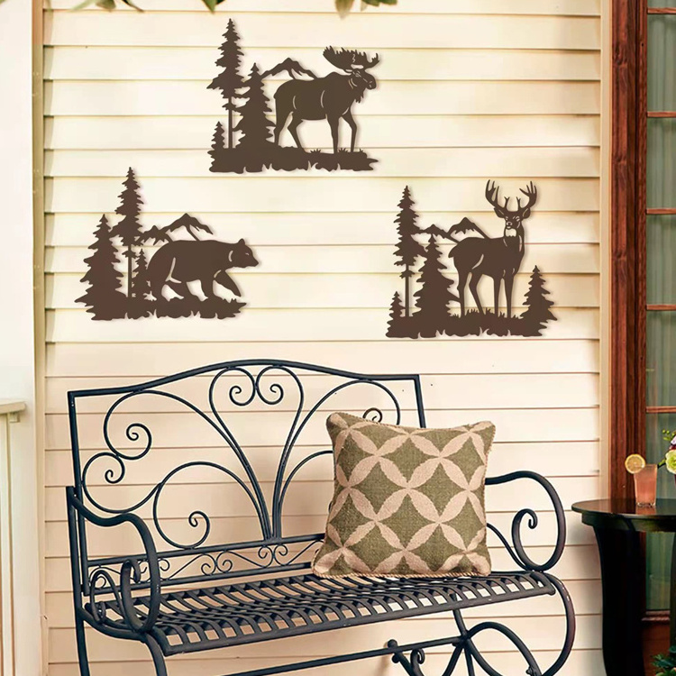 Family Metal Wall Decor Home Living Room Decoration Deer Metal Wall Decoration