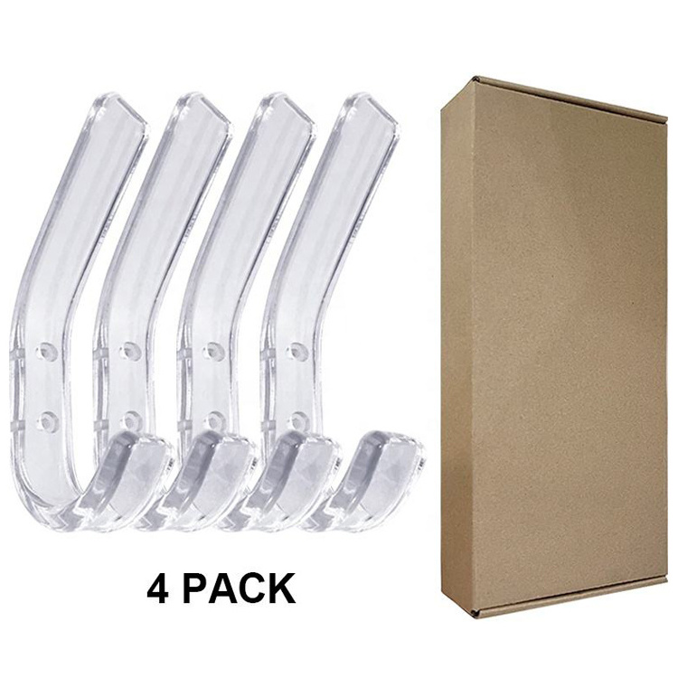 Wholesale Bathroom Kitchen Clothes Towels Wall Mounted Clear Hat Rack Display Coat Hanger Acrylic Hooks Wall Hook