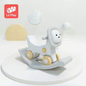 wholesale multifunctional toddler riding animal white modern 2 in 1 outdoor children's large baby plastic kids toy rocking horse