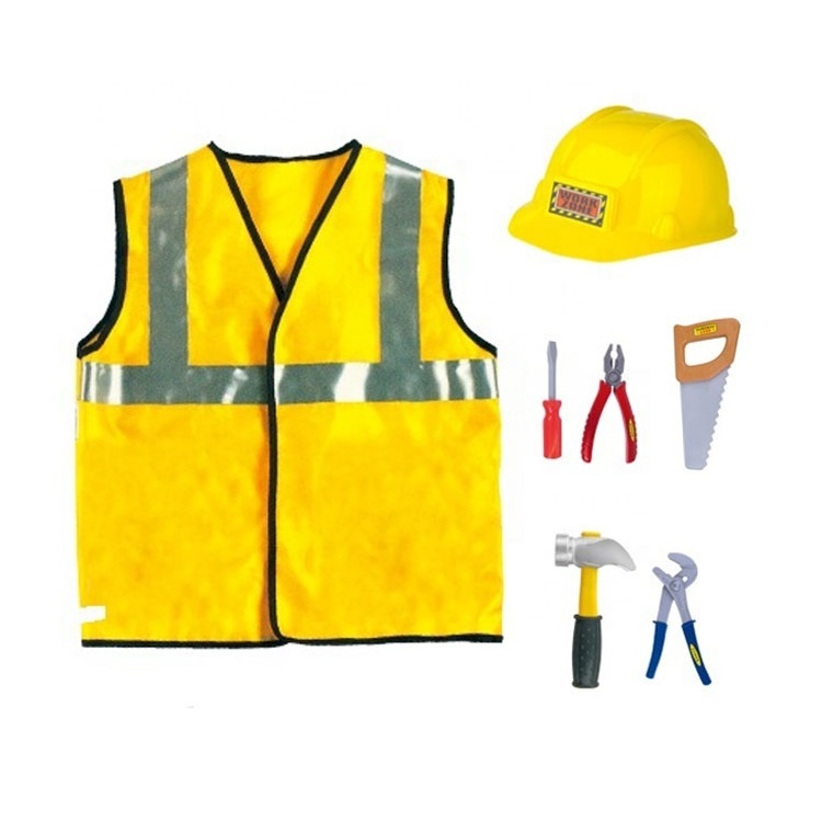 Children Uniform Engineer Tools Toy Kids  Pretend Play Set Construction Worker Costume For Kids