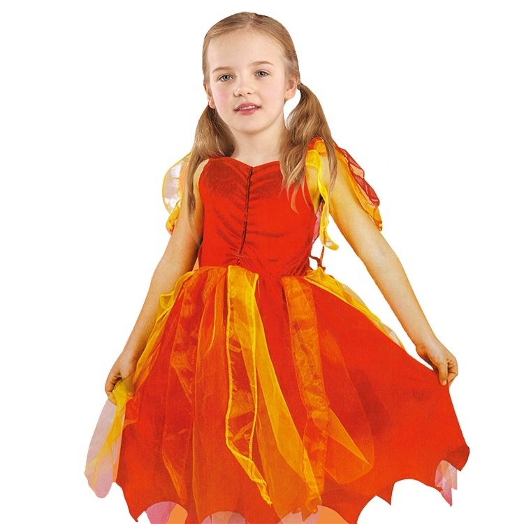 Halloween Cosplay Baby Girls Party Christmas Orange  Fairy Tinker Princess Wedding  Dress  Costume