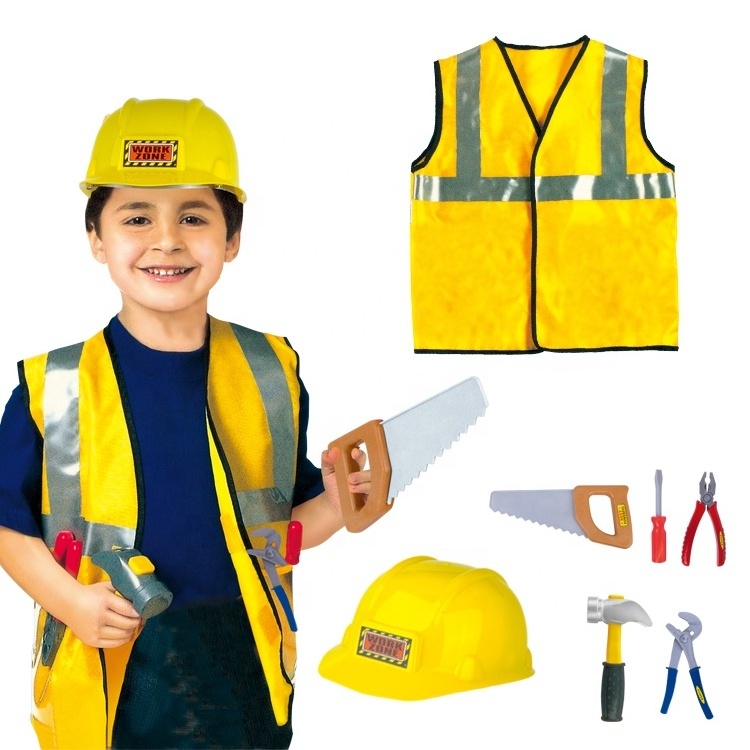 Children Uniform Engineer Tools Toy Kids  Pretend Play Set Construction Worker Costume For Kids