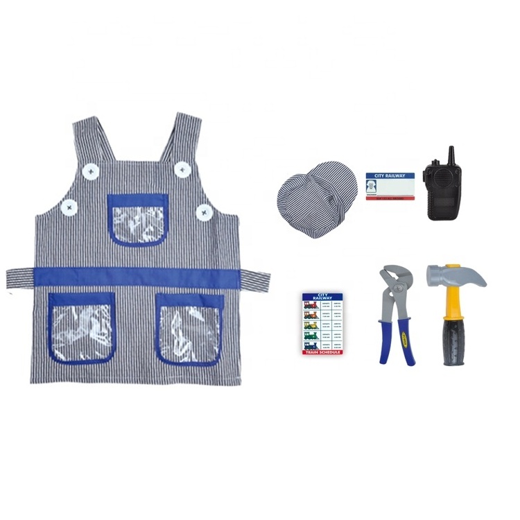 Halloween Role Play Outfits Construction Worker Costume With Toys Set Kids Cosplay Party Career Train Engineer  Costume