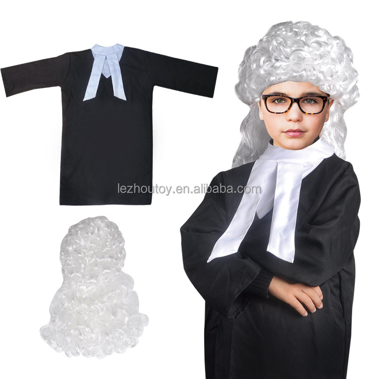 Fancy Dress Kids Career Role Play Party Cosplay  Judge Costume Lawyer Costume  With Sliver Wig