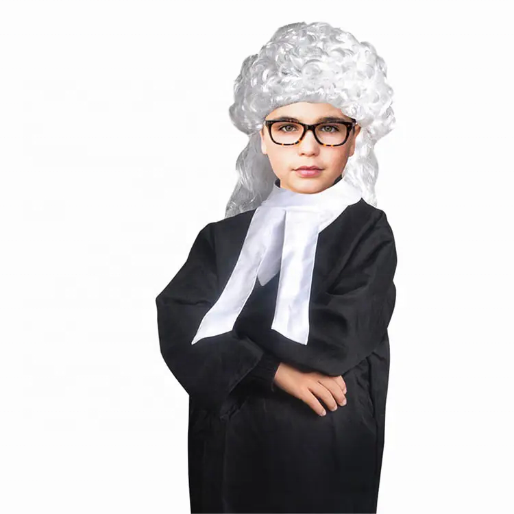 Fancy Dress Kids Career Role Play Party Cosplay  Judge Costume Lawyer Costume  With Sliver Wig