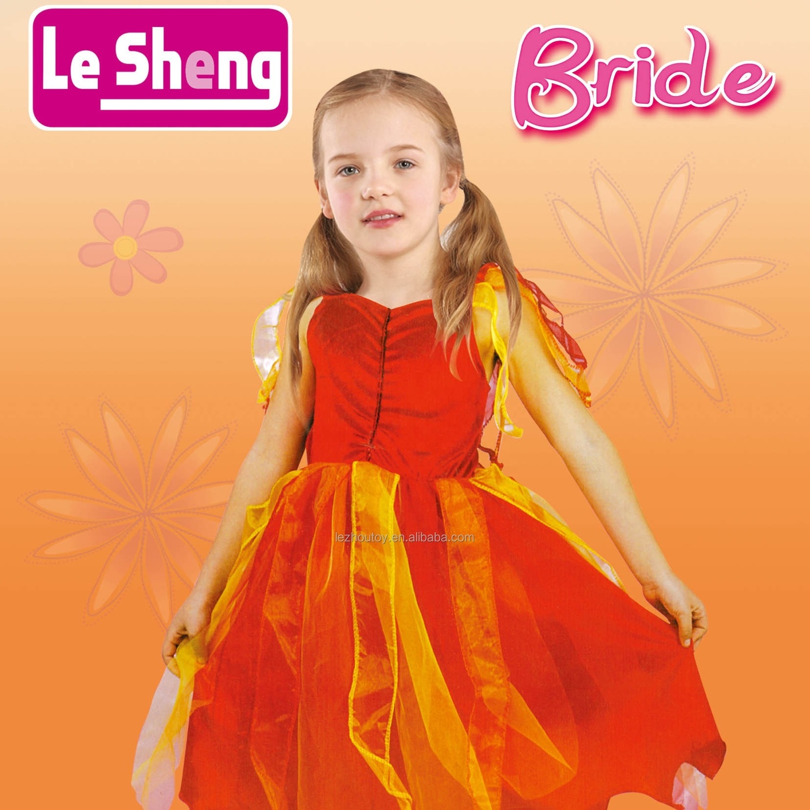 Halloween Cosplay Baby Girls Party Christmas Orange  Fairy Tinker Princess Wedding  Dress  Costume