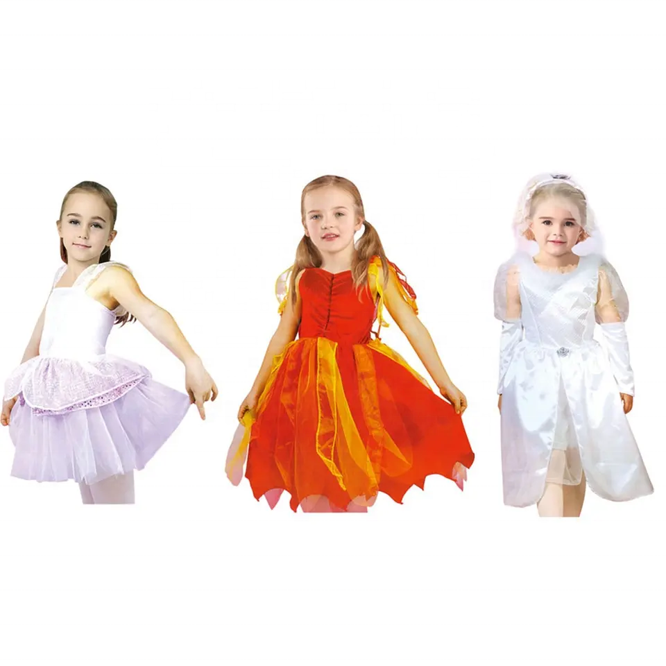 Halloween Cosplay Baby Girls Party Christmas Orange  Fairy Tinker Princess Wedding  Dress  Costume