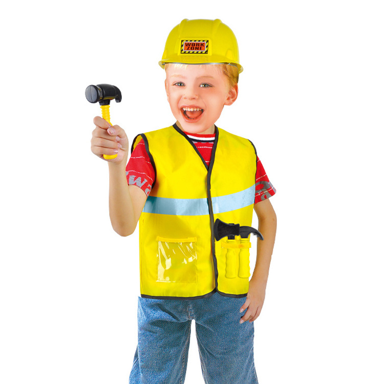 Halloween  Costume  Boys Coseplay Fancy Dress Builder  Construction Worker Costume with hammer