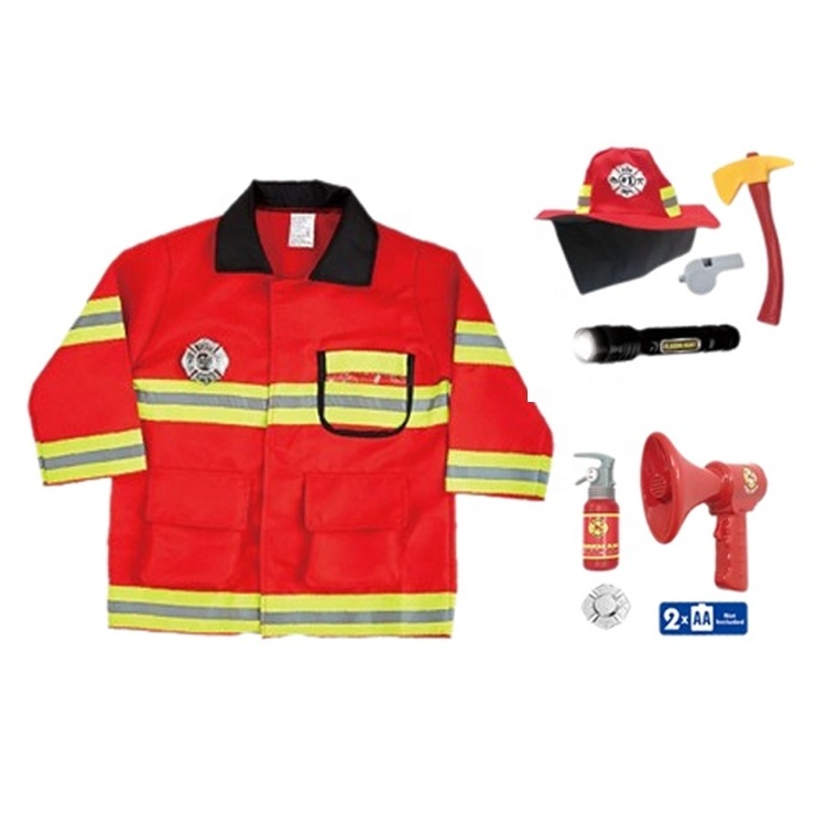 Role Playing Game Firemen Clothing Suit Uniform Fireman Dress Occupational Firefighter Costume For Kids