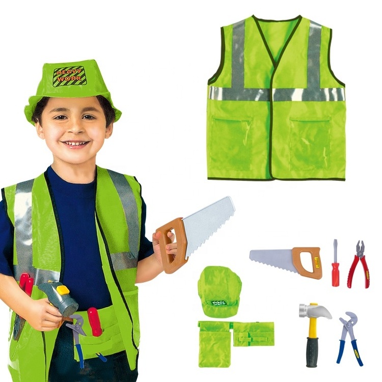 Halloween Costume Kids Role Play Builder Costume Engineer Dress Up Set Career Day Cosplay Construction Worker Costume