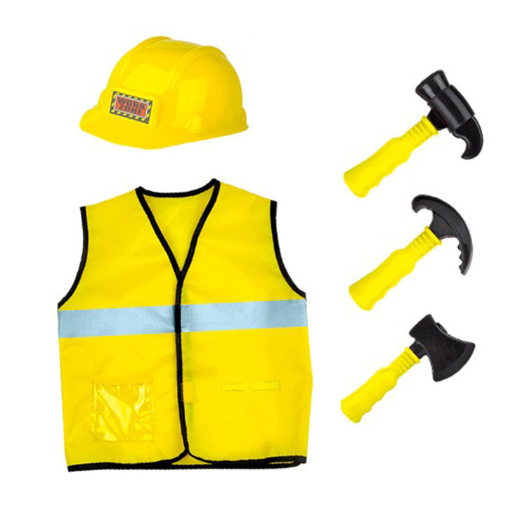 Halloween  Costume  Boys Coseplay Fancy Dress Builder  Construction Worker Costume with hammer