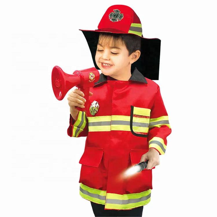 Role Playing Game Firemen Clothing Suit Uniform Fireman Dress Occupational Firefighter Costume For Kids