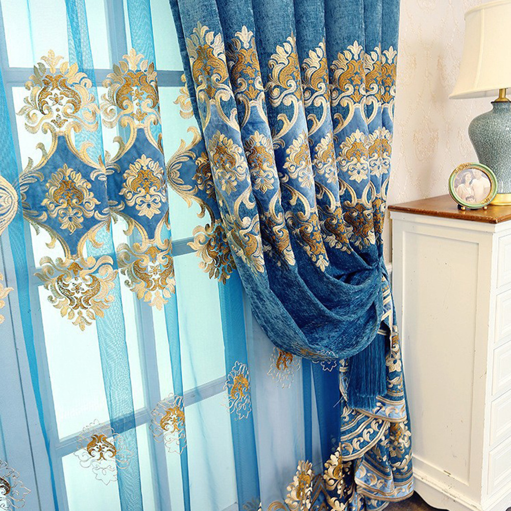 Luxury Turkish Velvet Embroidered Window Curtains Drapes Insulated Outdoor Curtains Chenille Fabrics Curtain for the House