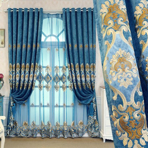 Luxury Turkish Velvet Embroidered Window Curtains Drapes Insulated Outdoor Curtains Chenille Fabrics Curtain for the House