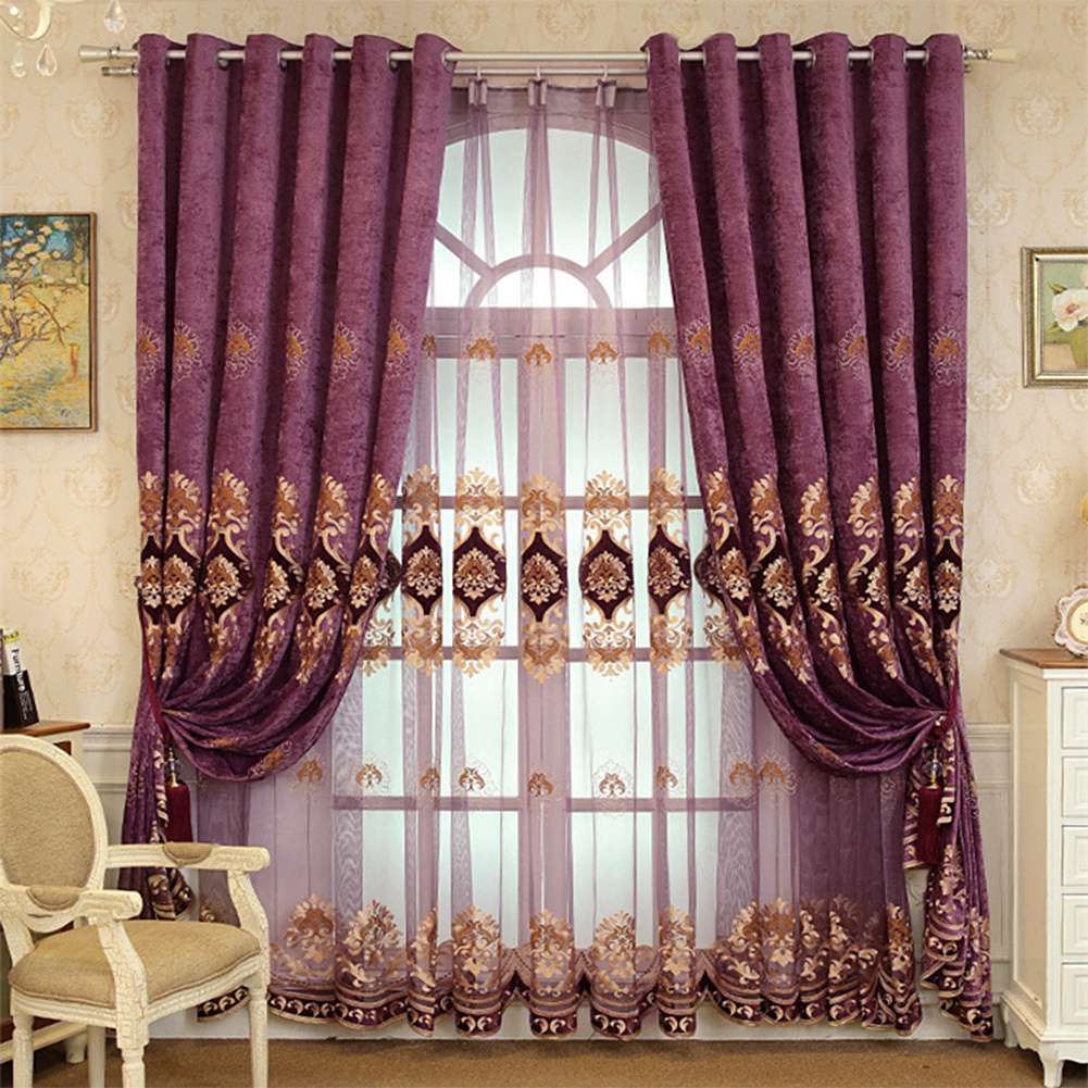 Luxury Turkish Velvet Embroidered Window Curtains Drapes Insulated Outdoor Curtains Chenille Fabrics Curtain for the House