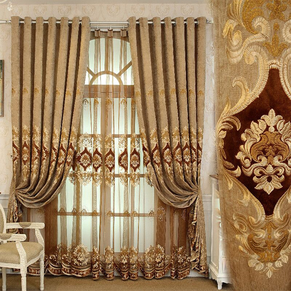 Luxury Turkish Velvet Embroidered Window Curtains Drapes Insulated Outdoor Curtains Chenille Fabrics Curtain for the House