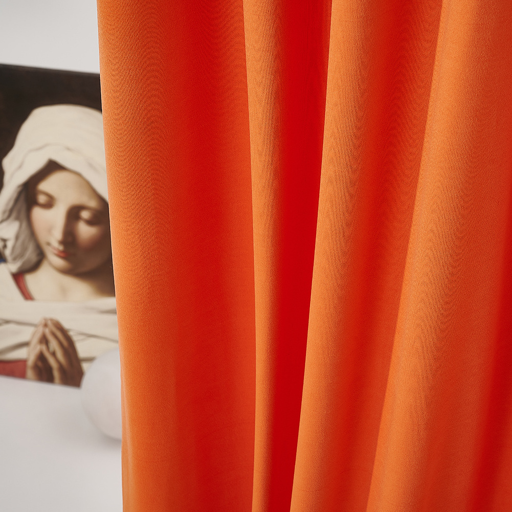 Velvet Bright Orange Blackout Drapes Room Darkening Curtains for the Living Room Bedroom Home  Decor 52