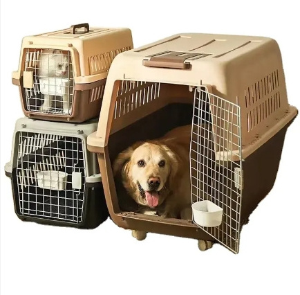 Qingdao Lezi hard side plastic cage pet travel airline approved pp cheap portable outdoor dog kennels pet carriers