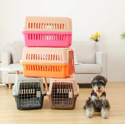 Qingdao Lezi hard side plastic cage pet travel airline approved pp cheap portable outdoor dog kennels pet carriers