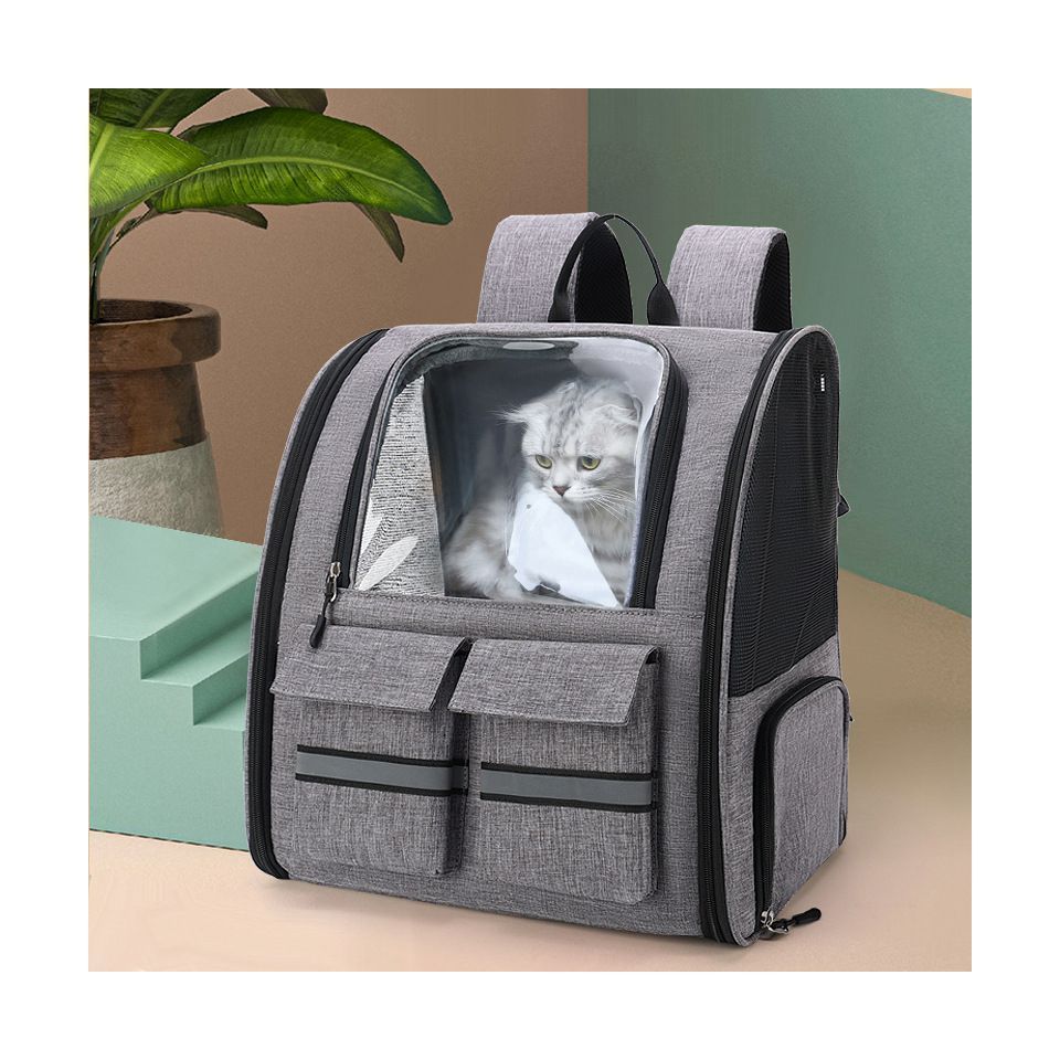 Custom Luxury Travel Removable Rolling 4 Wheels Mesh Pet Dog Cat Backpack Cage cat carrier bag cat dog travel bag