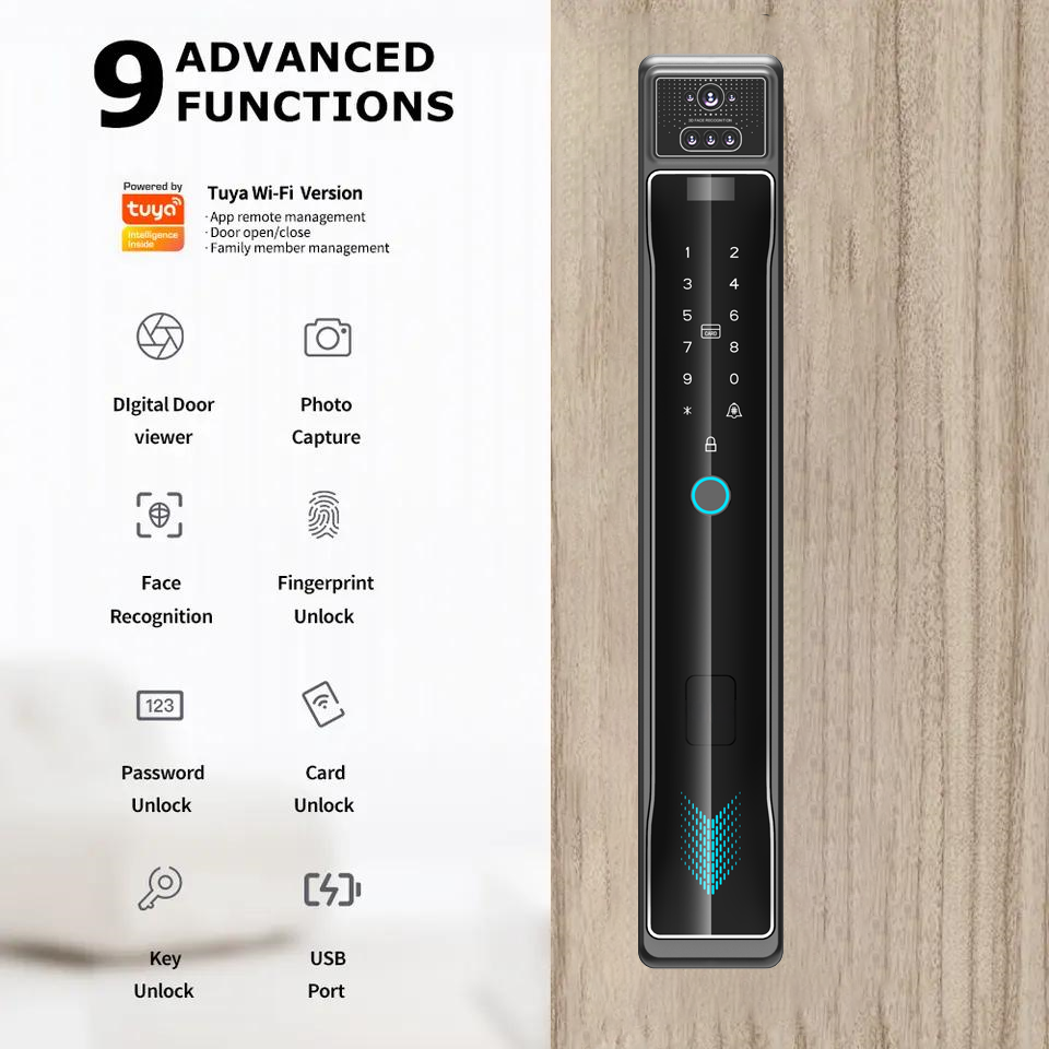 LEZN K50  app video talk function face ID door lock 3D face recognition smart lock app controlled camera face combine smart lock