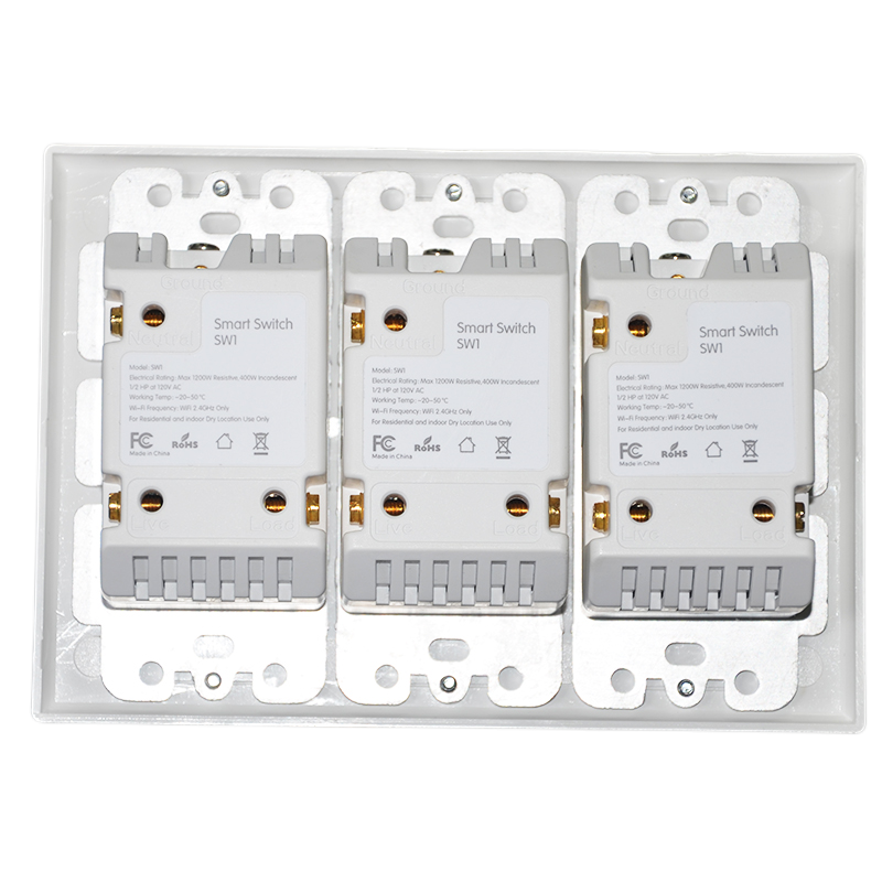 US Zigbee 3 gang Mobile Phone App Tuya control smart Alexa Light Dimmer Switch